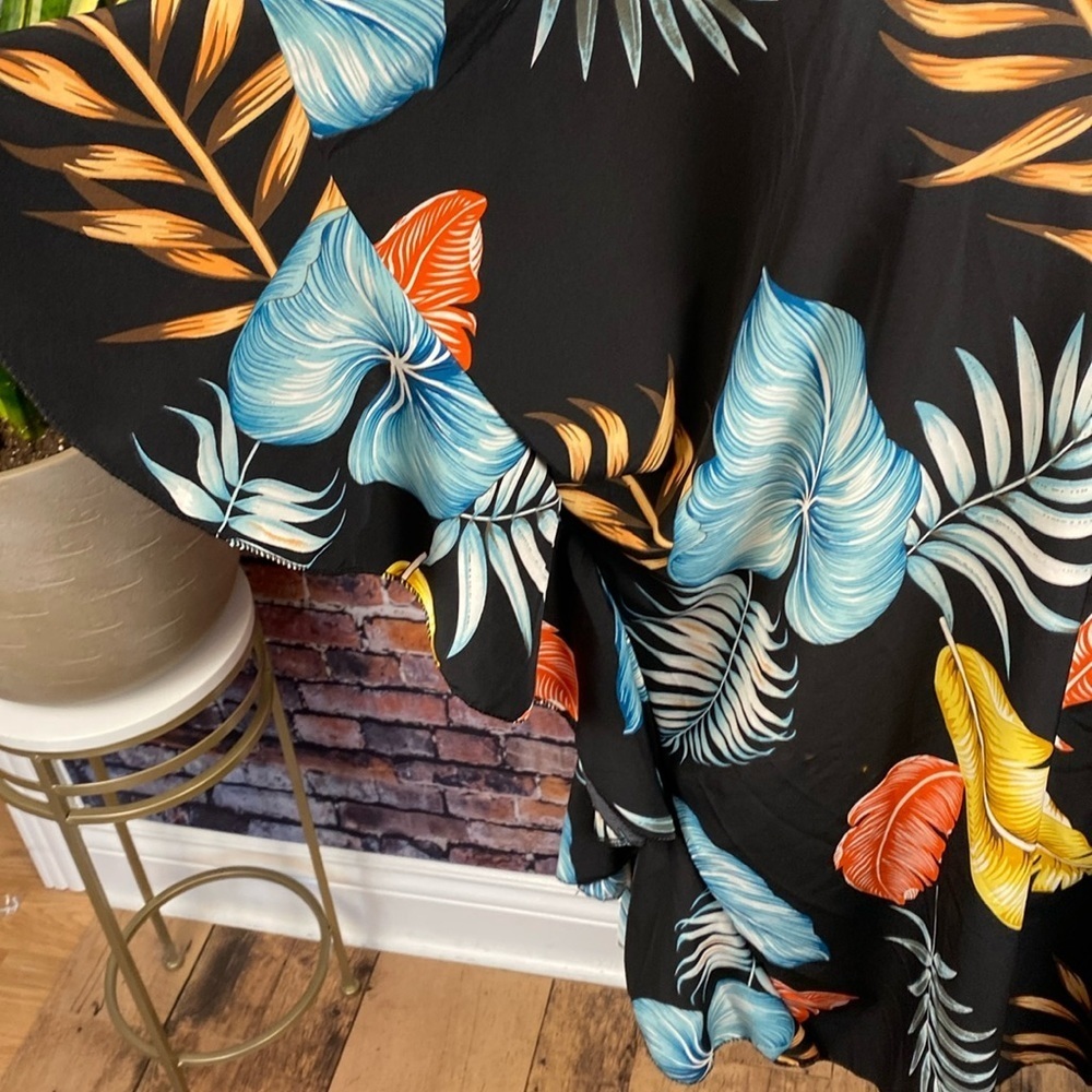 Black Tropical Leaf Print Summer Kimono Unbranded One Size - Picture 7 of 10